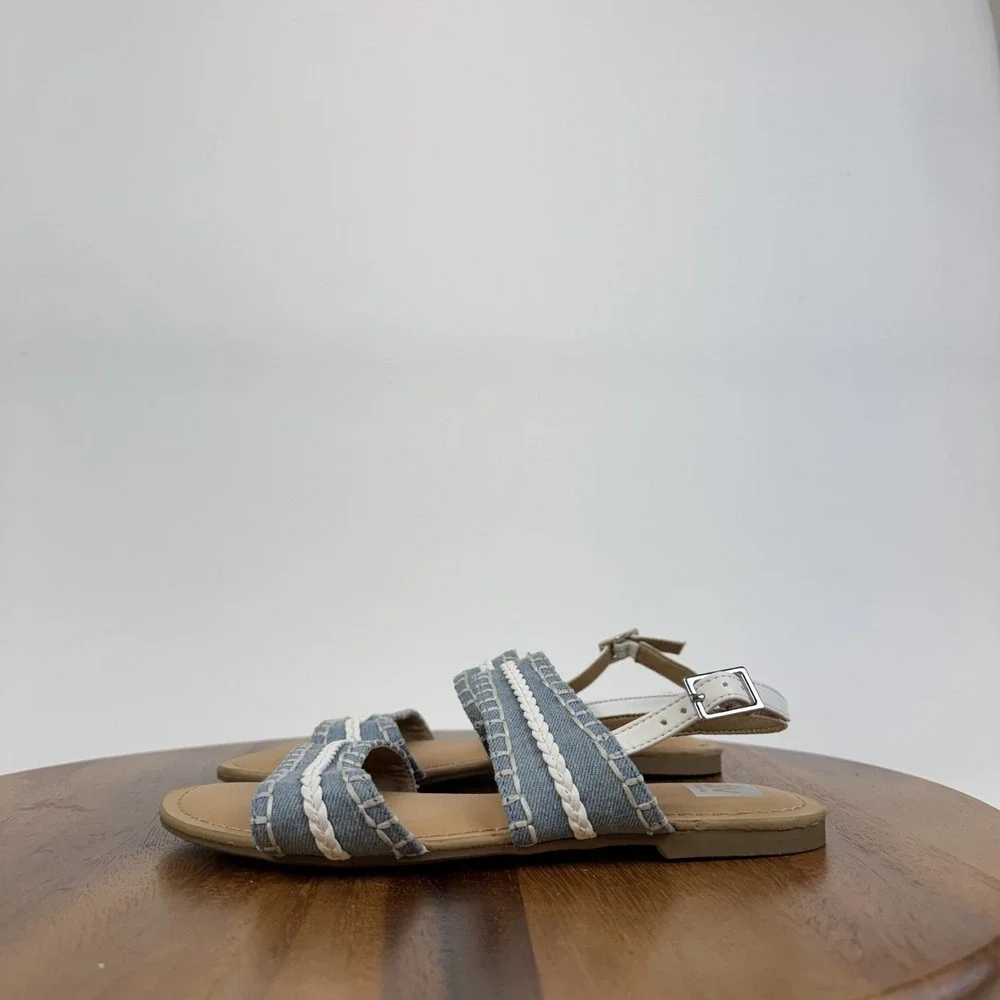 New Big Kids Girls Dolce Vita Clovar Blue‎ Denim Ankle Strap Sandals Size 4 Y
